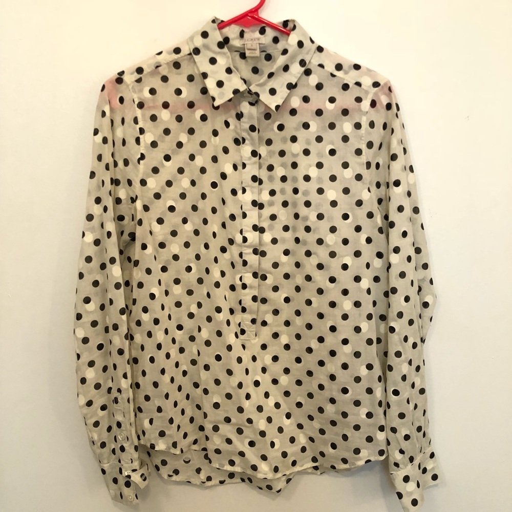 J Crew polka b&w polka dot shirt